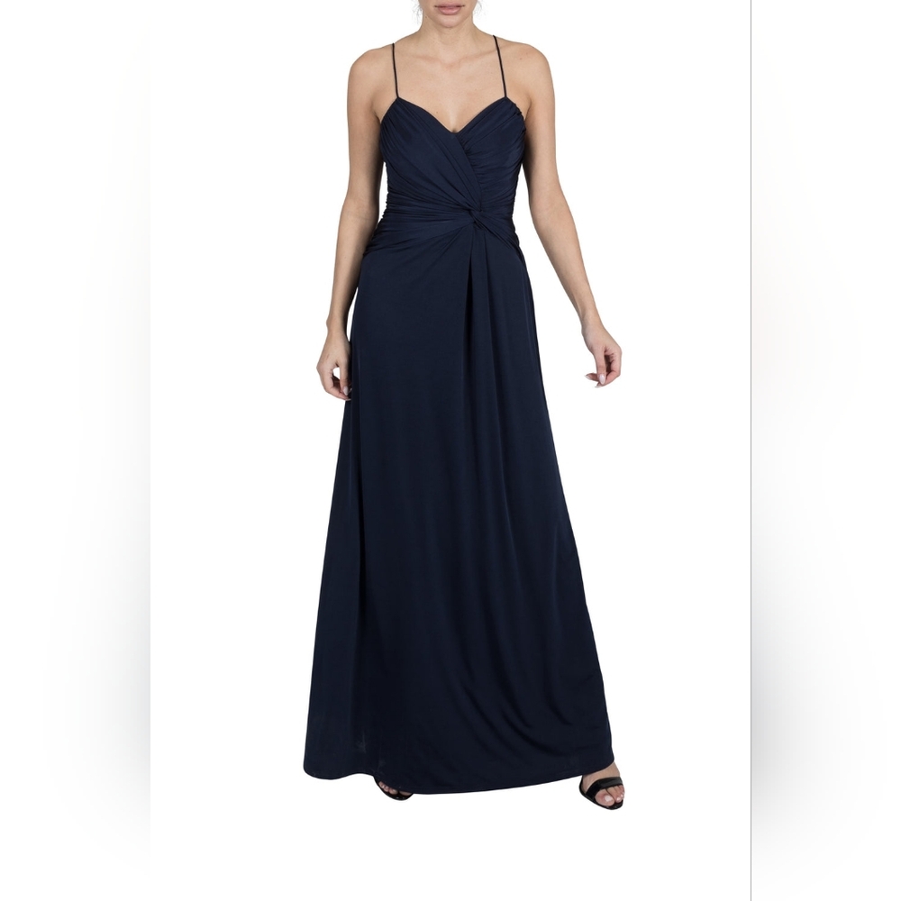 NWT - Julia Jordan Exquisite Navy Twist Front Jersey Gown - Size 16.